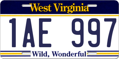 WV license plate 1AE997