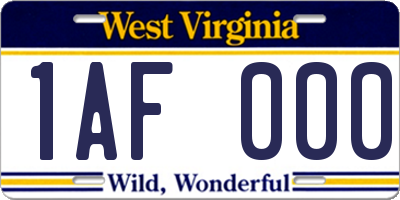 WV license plate 1AF000