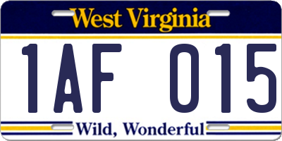 WV license plate 1AF015