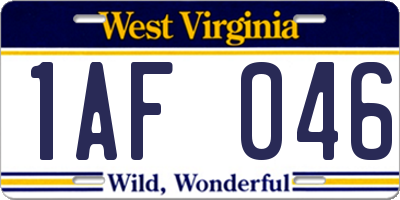 WV license plate 1AF046