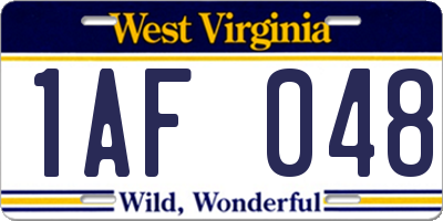 WV license plate 1AF048