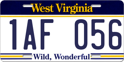 WV license plate 1AF056