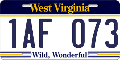 WV license plate 1AF073