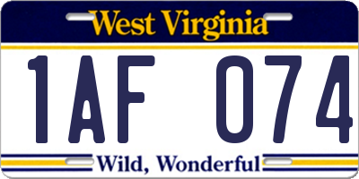 WV license plate 1AF074