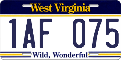 WV license plate 1AF075