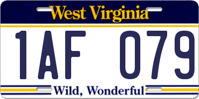 WV license plate 1AF079