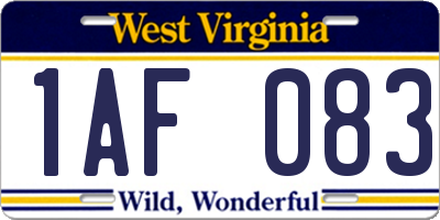WV license plate 1AF083
