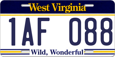 WV license plate 1AF088