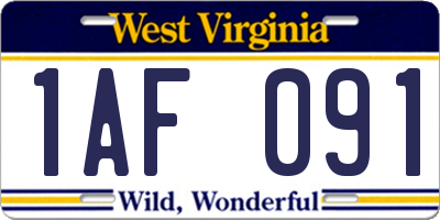 WV license plate 1AF091