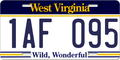 WV license plate 1AF095