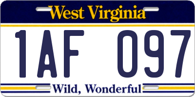 WV license plate 1AF097