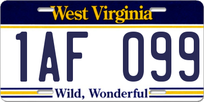 WV license plate 1AF099