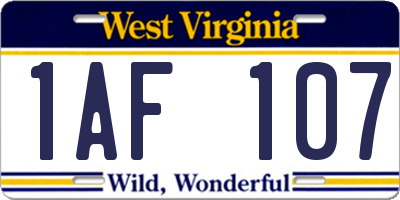 WV license plate 1AF107