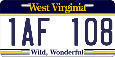 WV license plate 1AF108