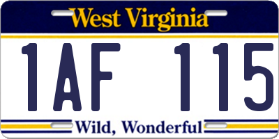 WV license plate 1AF115