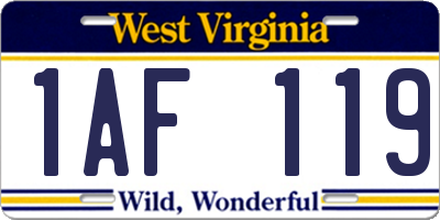 WV license plate 1AF119