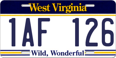 WV license plate 1AF126