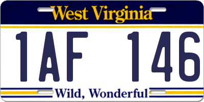 WV license plate 1AF146