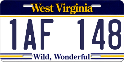 WV license plate 1AF148