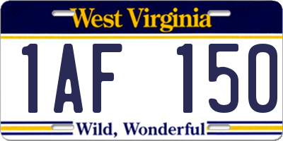 WV license plate 1AF150