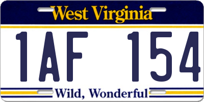 WV license plate 1AF154