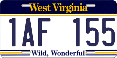 WV license plate 1AF155