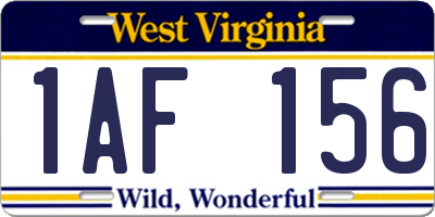 WV license plate 1AF156