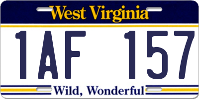 WV license plate 1AF157