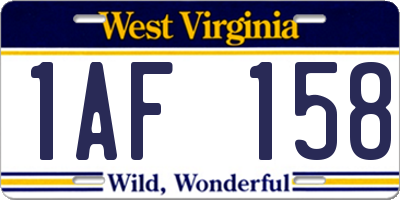 WV license plate 1AF158