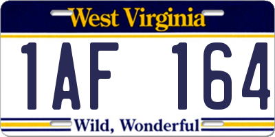 WV license plate 1AF164