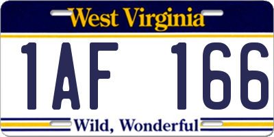 WV license plate 1AF166