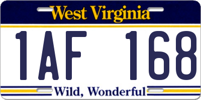 WV license plate 1AF168