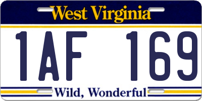 WV license plate 1AF169