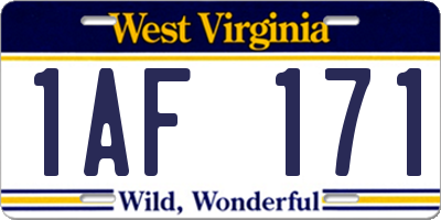 WV license plate 1AF171