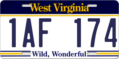 WV license plate 1AF174