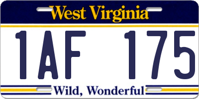 WV license plate 1AF175