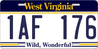 WV license plate 1AF176