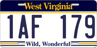 WV license plate 1AF179