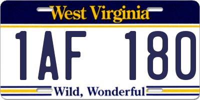 WV license plate 1AF180