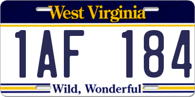 WV license plate 1AF184