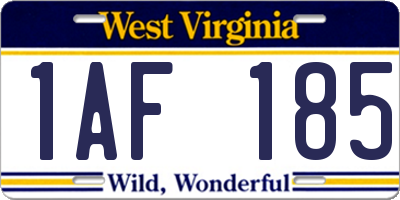 WV license plate 1AF185