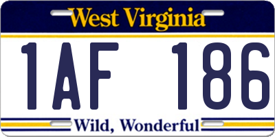 WV license plate 1AF186
