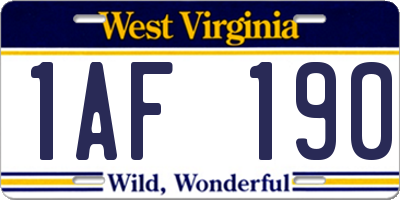 WV license plate 1AF190