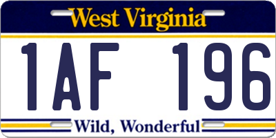 WV license plate 1AF196