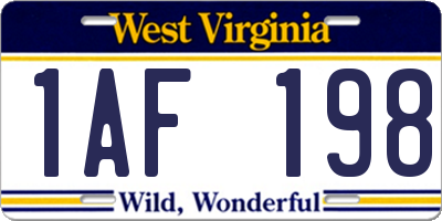 WV license plate 1AF198