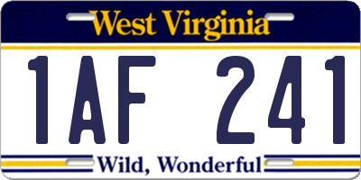 WV license plate 1AF241