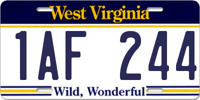 WV license plate 1AF244