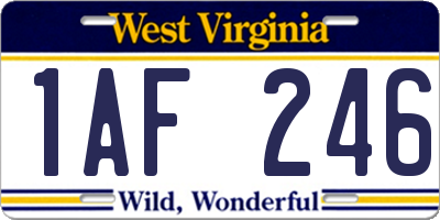 WV license plate 1AF246