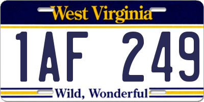 WV license plate 1AF249