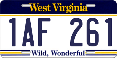 WV license plate 1AF261